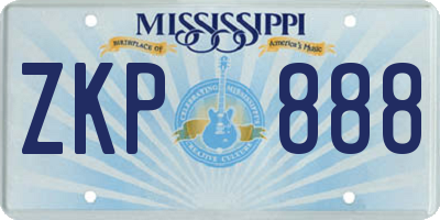 MS license plate ZKP888