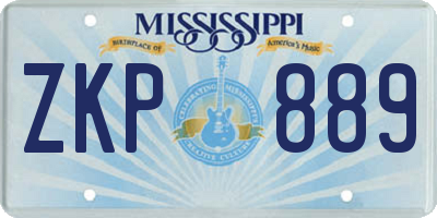 MS license plate ZKP889