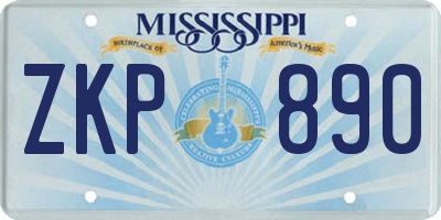 MS license plate ZKP890
