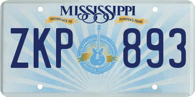 MS license plate ZKP893
