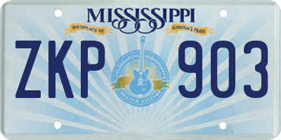 MS license plate ZKP903