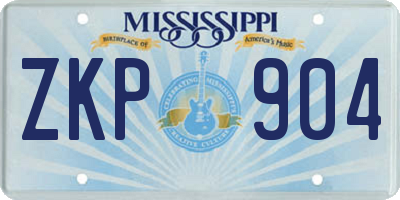 MS license plate ZKP904