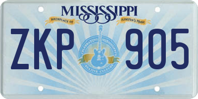 MS license plate ZKP905