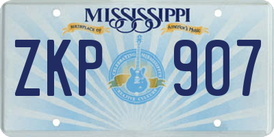 MS license plate ZKP907