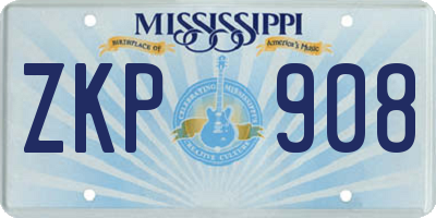MS license plate ZKP908