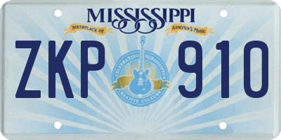 MS license plate ZKP910
