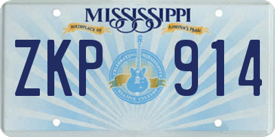 MS license plate ZKP914