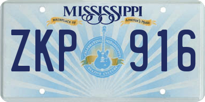 MS license plate ZKP916