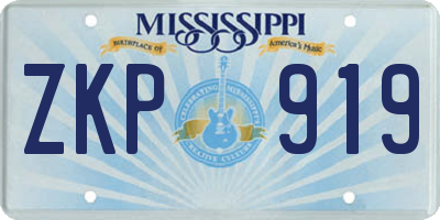 MS license plate ZKP919
