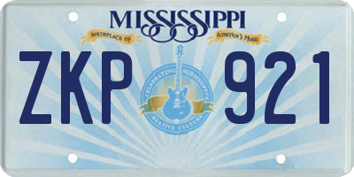 MS license plate ZKP921