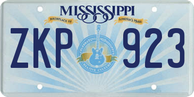 MS license plate ZKP923