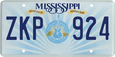 MS license plate ZKP924