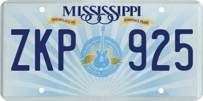 MS license plate ZKP925
