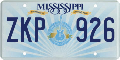 MS license plate ZKP926