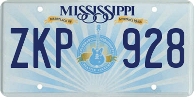 MS license plate ZKP928