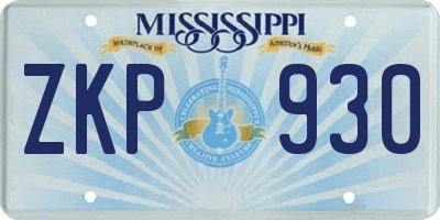 MS license plate ZKP930