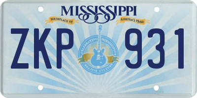 MS license plate ZKP931