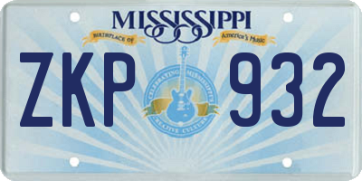 MS license plate ZKP932