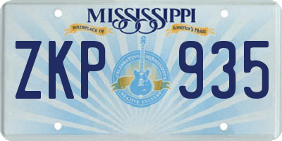 MS license plate ZKP935