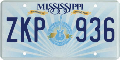 MS license plate ZKP936