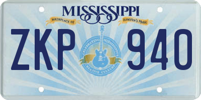 MS license plate ZKP940
