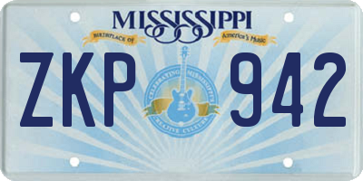 MS license plate ZKP942