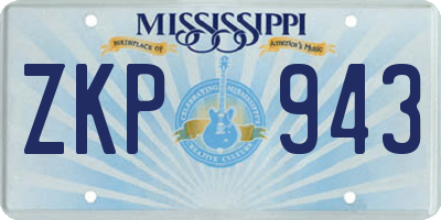 MS license plate ZKP943