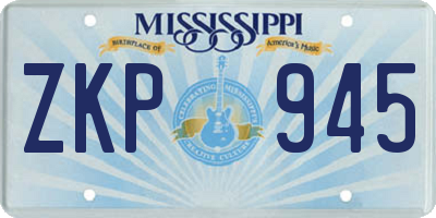 MS license plate ZKP945