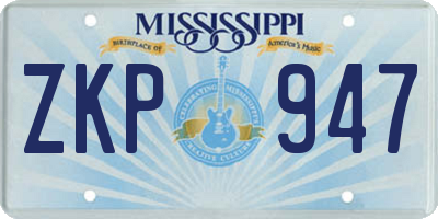 MS license plate ZKP947