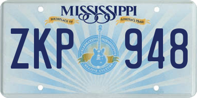 MS license plate ZKP948