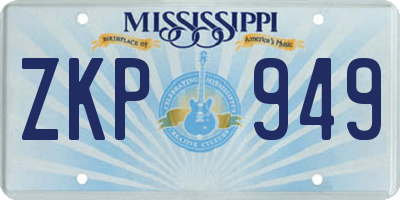 MS license plate ZKP949