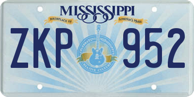 MS license plate ZKP952