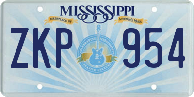 MS license plate ZKP954