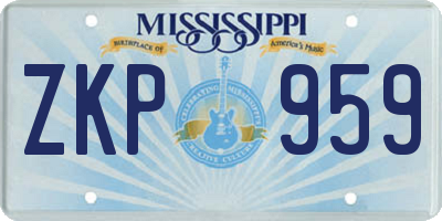 MS license plate ZKP959