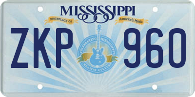 MS license plate ZKP960