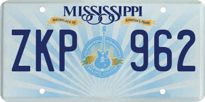 MS license plate ZKP962