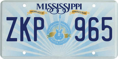 MS license plate ZKP965