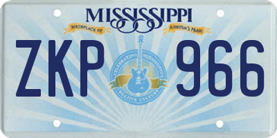 MS license plate ZKP966