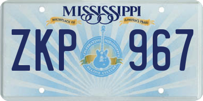 MS license plate ZKP967