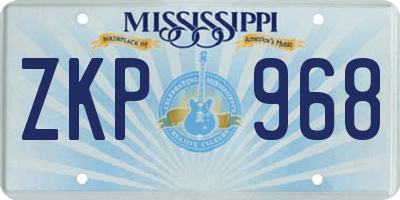 MS license plate ZKP968