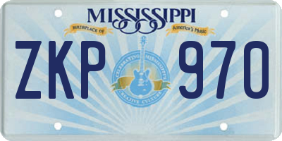 MS license plate ZKP970