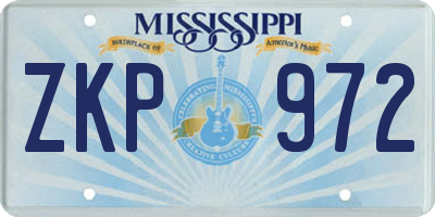 MS license plate ZKP972