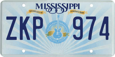 MS license plate ZKP974