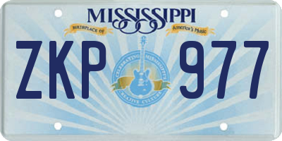MS license plate ZKP977