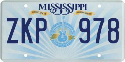 MS license plate ZKP978