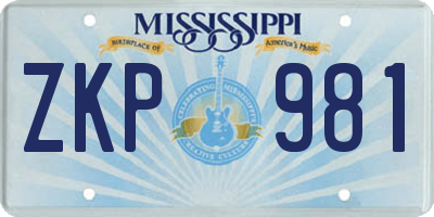 MS license plate ZKP981