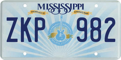 MS license plate ZKP982