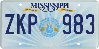MS license plate ZKP983