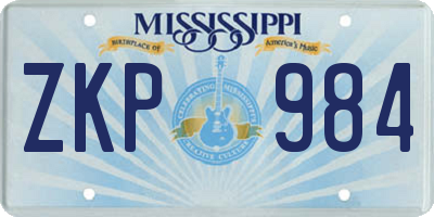 MS license plate ZKP984