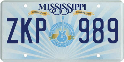 MS license plate ZKP989